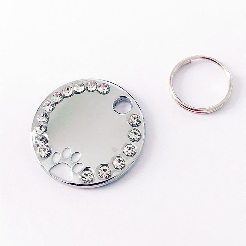 Pseća oznaka Ogrlica za šapu Ogrlica za kućne ljubimce ID mačke Privjesak za ključeve Metalni lanac s kamenčićima Privjesak s ugraviranim imenom