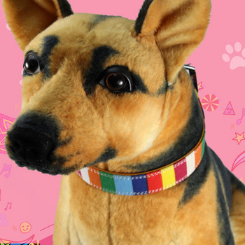 Πολύχρωμο κολάρο σκύλου με λουρί καμβά ουράνιο τόξο Ρυθμιζόμενο λουρί για γάτα κολιέ σκύλου για κουτάβι Correa Perro Αξεσουάρ γαλλικού μπουλντόγκ για σκύλους