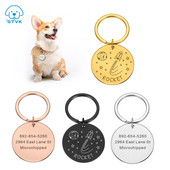 Etichetă gravată pentru câine pentru animale de companie Nume personalizat Telefon Bone Flower Nume pentru animale de companie pentru pisică Cățeluș Etichetă cu pandantiv Breloc Accesorii pentru animale de companie