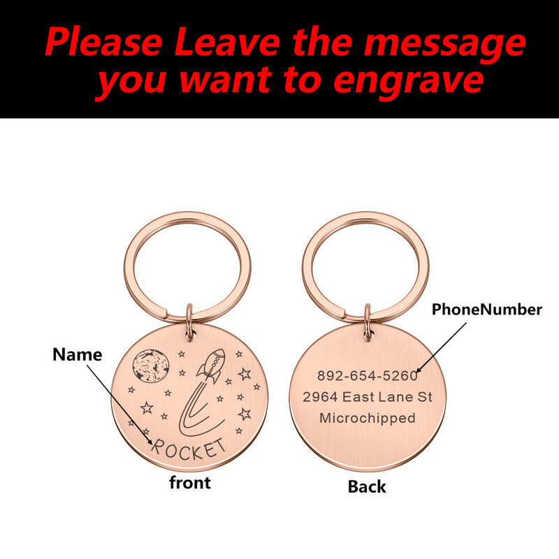 Etichetă gravată pentru câine pentru animale de companie Nume personalizat Telefon Bone Flower Nume pentru animale de companie pentru pisică Cățeluș Etichetă cu pandantiv Breloc Accesorii pentru animale de companie