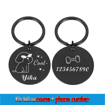 Zgardă cu nume de câine gravat gratuit Etichetă de identificare pentru câini Etichete de identificare personalizate pentru câini Guler pentru cățeluș Accesorii personalizate