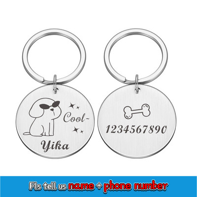 Zgardă cu nume de câine gravat gratuit Etichetă de identificare pentru câini Etichete de identificare personalizate pentru câini Guler pentru cățeluș Accesorii personalizate