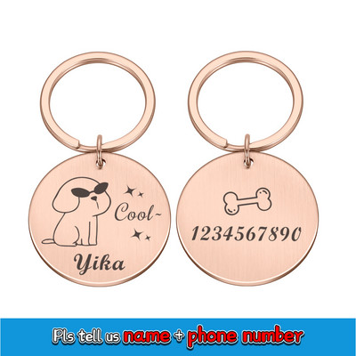 Zgardă cu nume de câine gravat gratuit Etichetă de identificare pentru câini Etichete de identificare personalizate pentru câini Guler pentru cățeluș Accesorii personalizate