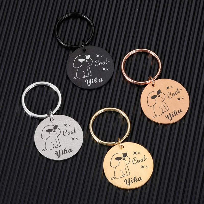 Zgardă cu nume de câine gravat gratuit Etichetă de identificare pentru câini Etichete de identificare personalizate pentru câini Guler pentru cățeluș Accesorii personalizate