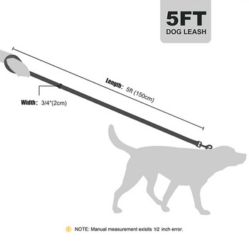 Ανακλαστικό λουρί σκύλου 150 εκ. Ζώνη με σχοινί για κουτάβια Pitbull για μικρά μεσαία μεγάλα σκυλιά
