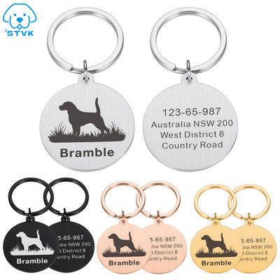 Free Engraving Pet Collar Personalized Dog Collar ID Tag Engraved Name for Dog Puppy Keyring Charm Pendant Necklace Accessories