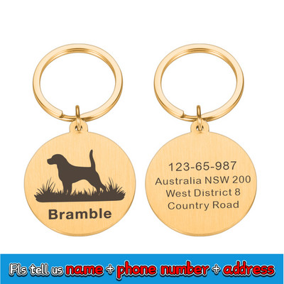 Nemokamai graviruojamas naminių gyvūnėlių antkaklis, suasmenintas šuns antkaklio ID etiketė, išgraviruotas šuniuko šuniuko raktų pakabuko pakabuko karolių priedai