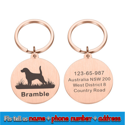 Nemokamai graviruojamas naminių gyvūnėlių antkaklis, suasmenintas šuns antkaklio ID etiketė, išgraviruotas šuniuko šuniuko raktų pakabuko pakabuko karolių priedai