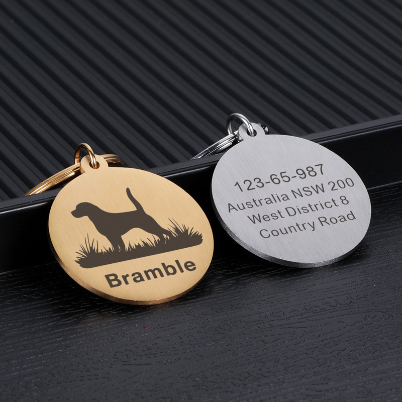 Nemokamai graviruojamas naminių gyvūnėlių antkaklis, suasmenintas šuns antkaklio ID etiketė, išgraviruotas šuniuko šuniuko raktų pakabuko pakabuko karolių priedai