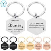 Δωρεάν χαρακτική ταυτότητα κατοικίδιων ετικέτες σκύλου Μπρελόκ Αξεσουάρ γιακά για σκύλους κατοικίδιων διακοσμητικά Κολάρα από ανοξείδωτο ατσάλι Προσαρμοσμένες ετικέτες για σκύλους