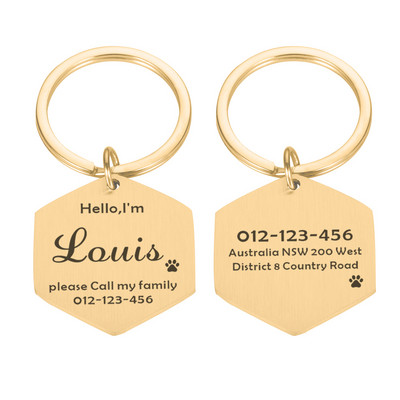 Δωρεάν χαρακτική ταυτότητα κατοικίδιων ετικέτες σκύλου Μπρελόκ Αξεσουάρ γιακά για σκύλους κατοικίδιων διακοσμητικά Κολάρα από ανοξείδωτο ατσάλι Προσαρμοσμένες ετικέτες για σκύλους