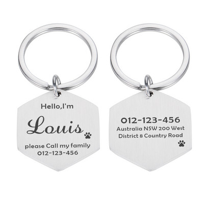 Δωρεάν χαρακτική ταυτότητα κατοικίδιων ετικέτες σκύλου Μπρελόκ Αξεσουάρ γιακά για σκύλους κατοικίδιων διακοσμητικά Κολάρα από ανοξείδωτο ατσάλι Προσαρμοσμένες ετικέτες για σκύλους