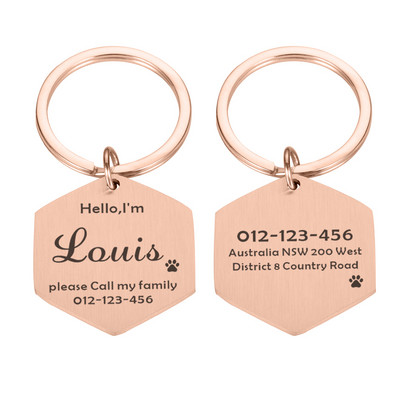 Δωρεάν χαρακτική ταυτότητα κατοικίδιων ετικέτες σκύλου Μπρελόκ Αξεσουάρ γιακά για σκύλους κατοικίδιων διακοσμητικά Κολάρα από ανοξείδωτο ατσάλι Προσαρμοσμένες ετικέτες για σκύλους