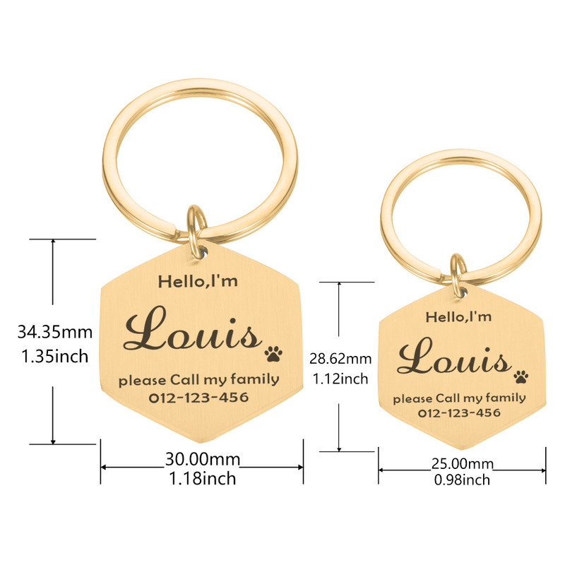 Δωρεάν χαρακτική ταυτότητα κατοικίδιων ετικέτες σκύλου Μπρελόκ Αξεσουάρ γιακά για σκύλους κατοικίδιων διακοσμητικά Κολάρα από ανοξείδωτο ατσάλι Προσαρμοσμένες ετικέτες για σκύλους