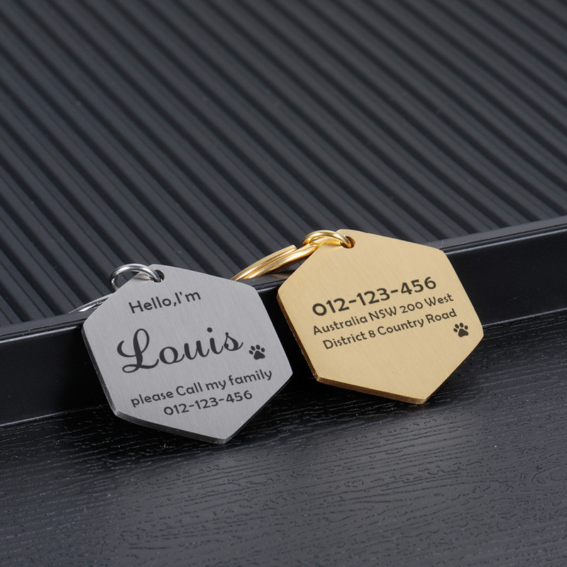 Δωρεάν χαρακτική ταυτότητα κατοικίδιων ετικέτες σκύλου Μπρελόκ Αξεσουάρ γιακά για σκύλους κατοικίδιων διακοσμητικά Κολάρα από ανοξείδωτο ατσάλι Προσαρμοσμένες ετικέτες για σκύλους