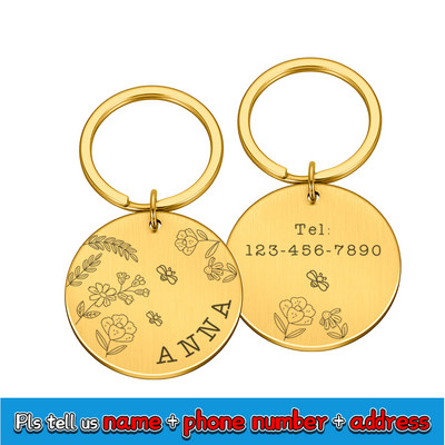 Gravura personalizată Etichete cu nume anti-pierdere pentru animale de companie, pisici, pisici, pisici, cățeluș, gulere din oțel inoxidabil, etichetă, guler pentru câini, pisici, plăcuță de identificare