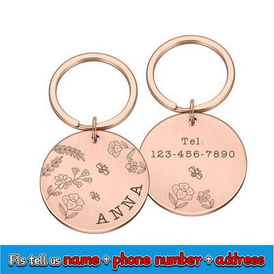 Gravura personalizată Etichete cu nume anti-pierdere pentru animale de companie, pisici, pisici, pisici, cățeluș, gulere din oțel inoxidabil, etichetă, guler pentru câini, pisici, plăcuță de identificare