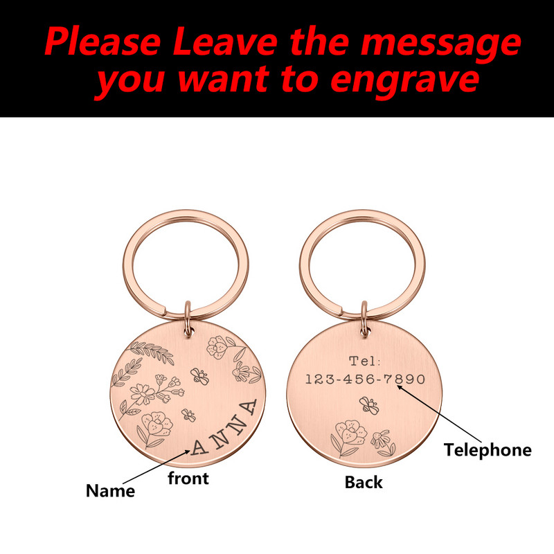 Gravura personalizată Etichete cu nume anti-pierdere pentru animale de companie, pisici, pisici, pisici, cățeluș, gulere din oțel inoxidabil, etichetă, guler pentru câini, pisici, plăcuță de identificare