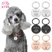 STVK Gulerele personalizate pentru caini anti-pierdut Eticheta de identitate pentru animale de companie Breloc personalizat Gravura personalizata Etichete cu nume de caine