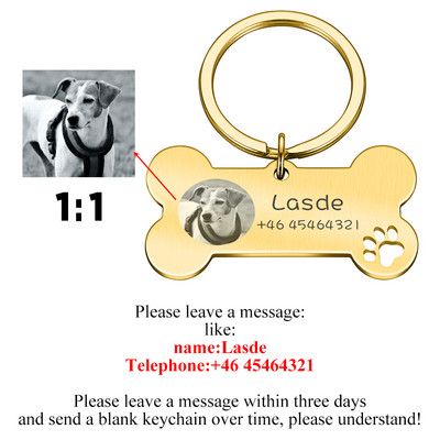 Fotografie STVK Gravura personalizată pentru animale de companie, pisică, etichete cu nume de câine, personalizate, pisoi, cățel, zgarda anti-pierdere din oțel inoxidabil, guler cu etichetă