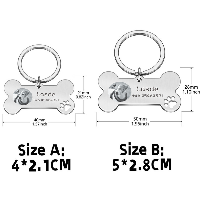Fotografie STVK Gravura personalizată pentru animale de companie, pisică, etichete cu nume de câine, personalizate, pisoi, cățel, zgarda anti-pierdere din oțel inoxidabil, guler cu etichetă