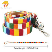 Articole pentru animale de companie Lesă de câine căptușită durabilă pentru câine mic, mediu mare, pânză cu dungi colorate personalizate, plus dresaj de plumb de câine din piele