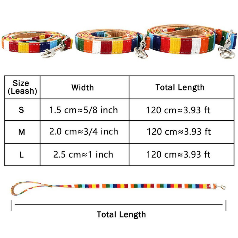 Articole pentru animale de companie Lesă de câine căptușită durabilă pentru câine mic, mediu mare, pânză cu dungi colorate personalizate, plus dresaj de plumb de câine din piele