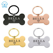 Etichetă de identificare personalizată pentru animale de companie, breloc gravat cu nume de identificare a animalelor de companie pentru pisică, cățeluș, etichetă de guler de câine, breloc cu pandantiv, accesorii pentru animale de companie.