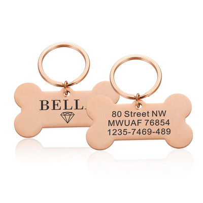 Etichetă de identificare personalizată pentru animale de companie, breloc gravat cu nume de identificare a animalelor de companie pentru pisică, cățeluș, etichetă de guler de câine, breloc cu pandantiv, accesorii pentru animale de companie.