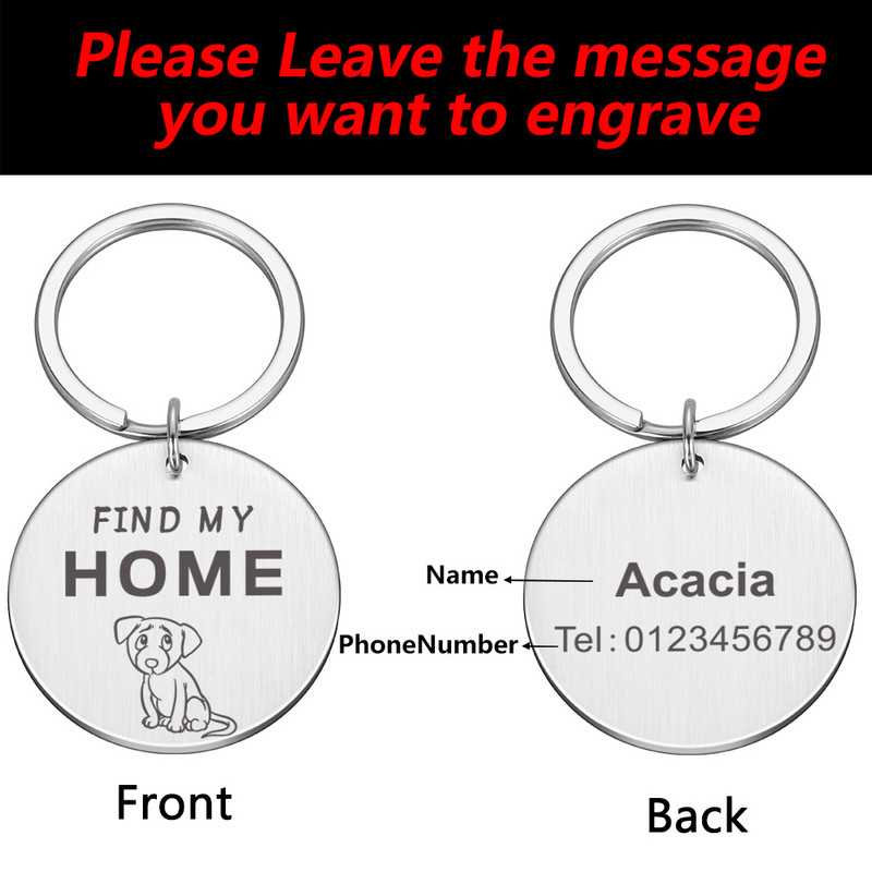 Prilagođene pseće ogrlice Oznake s imenima Mačke Pseća medalja s graviranim telefonskim brojem Anti-lost ID oznake za psiće Mačiće Dodaci za kućne ljubimce
