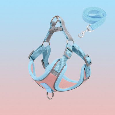 Suņu siksnas maziem suņiem kaķiem Atstarojoša mājdzīvnieka krūšu veste pavada Regulējama elpojoša mājdzīvnieku iejūga un pavadas komplekts suņu piederumi