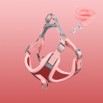 Suņu siksnas maziem suņiem kaķiem Atstarojoša mājdzīvnieka krūšu veste pavada Regulējama elpojoša mājdzīvnieku iejūga un pavadas komplekts suņu piederumi