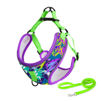 Hingavad koerarakmed ja jalutusrihm Komplekt Multifilmi mustriga rakmed Koer ilma tõmbamiseta väikestele keskmistele koertele Kassirakmed Comfort Lemmikloomatarbed