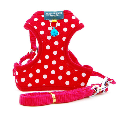 Dog Cat Polka Dot Print Βαμβακερό λουρί για κατοικίδιο ρυθμιζόμενο με λουρί κουδουνιού για πλέγμα κουταβιού για μικρό μεσαίο σκύλο