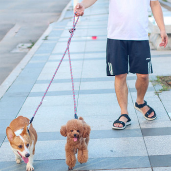 Λουρί σκύλου Διπλό Κεφάλι Λουριά Σκύλου Ανακλαστικό Μακρύ Κοντό Ζώο Εκπαίδευσης Περπάτημα Μόλυβδος Πολυλειτουργικός 6 τρόποι Δεμένοι σκύλοι σχοινί