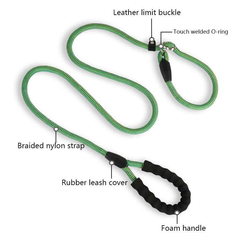 Câine din nailon împletit P lanț Lesă pentru câini Câini mari, mijlocii și mici Punctură rezistentă la explozie Antrenament dintr-o singură bucată Coardă P Coarda de alunecare pentru câine