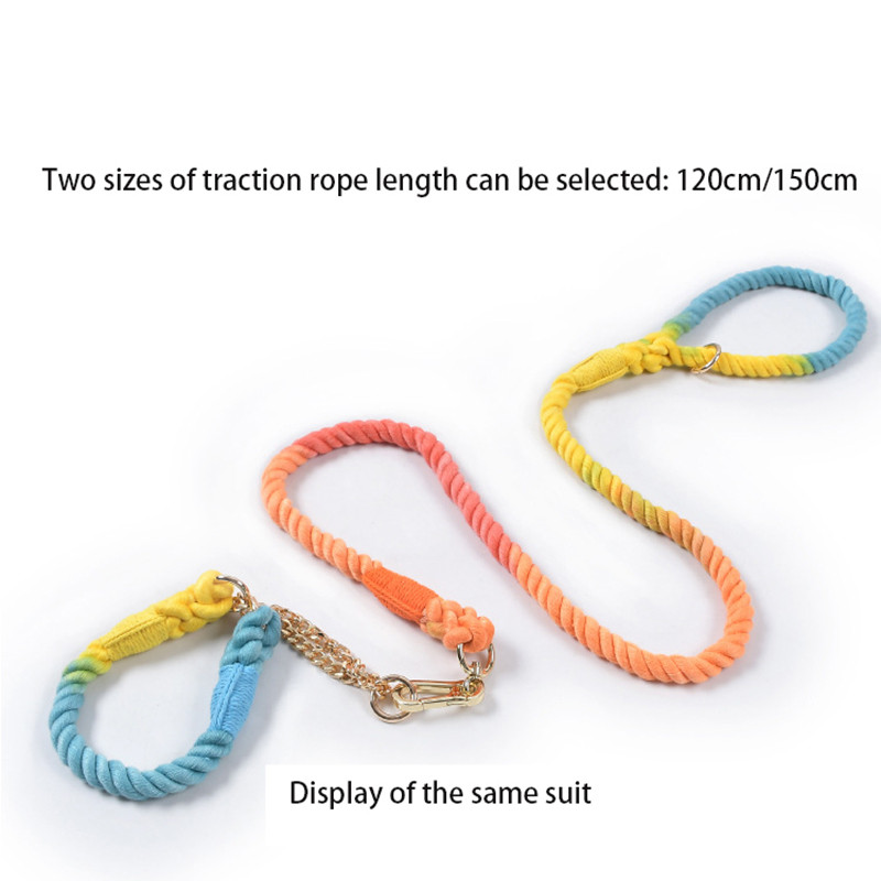 150 εκ. Λουρί σκύλου Στρογγυλό βαμβακερό κολάρο Σκύλοι με σχοινί Ουράνιο τόξο Χρώμα Ζώνη για κατοικίδιο με μακριά λουριά Ζώνη εξωτερικού χώρου για σκύλο για κουτάβι για βόλτα