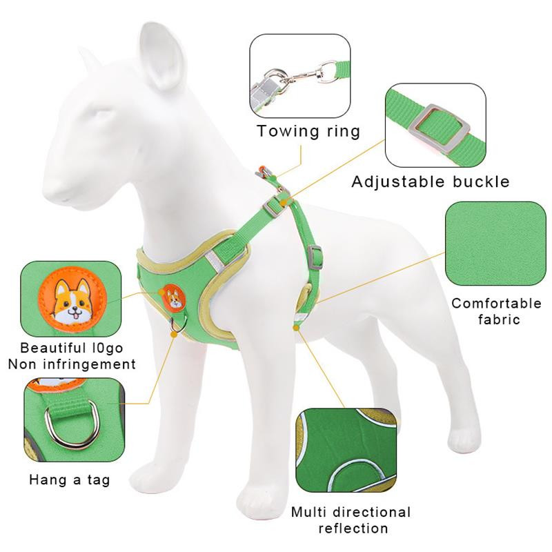 Ogrlica za pse Sigurnosni pojasevi Remen za prsa za kućne ljubimce Vrsta prsluka Remen za pse Uže za male pse Vanjski reflektirajući i prozračni konop za vuču pasa