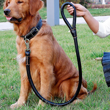 Δερμάτινα σετ κολάρου και λουριών μεγάλου σκύλου για μεσαίου μεγέθους σκύλους Doberman Golden Retriever Super Strong Leashes Pet Leashes Outdoor Product