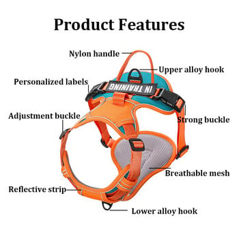 Ρυθμιζόμενο νάιλον λουρί για σκύλους Εξατομικευμένο γιλέκο με λουρί για σκύλους ανακλαστικό αναπνέον λουρί για λουρί για μικρούς μεσαίους μεγάλους σκύλους