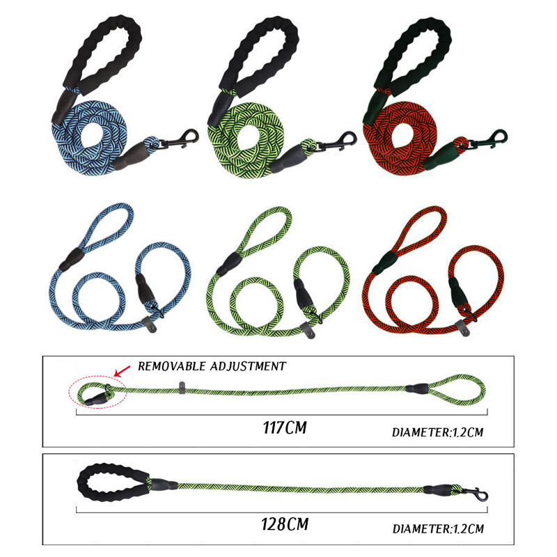 CAWAYI KENNEL Lesă durabilă cu frânghie de alunecare pentru câini Guler cu buclă reglabilă Lesa confortabilă susține cea mai puternică tragere de câini mari, medii