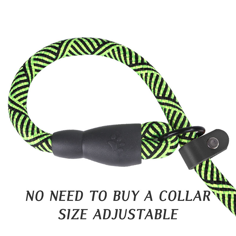 CAWAYI KENNEL Lesă durabilă cu frânghie de alunecare pentru câini Guler cu buclă reglabilă Lesa confortabilă susține cea mai puternică tragere de câini mari, medii