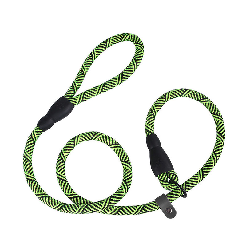 CAWAYI KENNEL Lesă durabilă cu frânghie de alunecare pentru câini Guler cu buclă reglabilă Lesa confortabilă susține cea mai puternică tragere de câini mari, medii