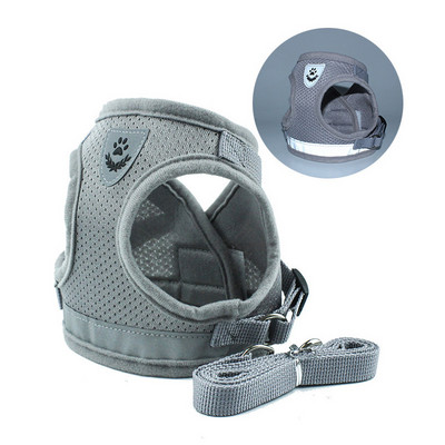 Set de lesă pentru ham pentru câini din nailon, reflectorizant, pentru cățeluși, pentru pisici, vestă, hamuri, cu plasă respirabilă, pentru câini de talie mică, mijlocie, S-XL