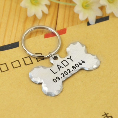 Guler personalizat etichetă de identificare pentru animale de companie gravată cu nume de identificare pentru animale de companie pentru pisică, cățel, etichetă de câine, pandantiv breloc, etichetă osoasă, accesorii pentru animale de companie, Dropshipping