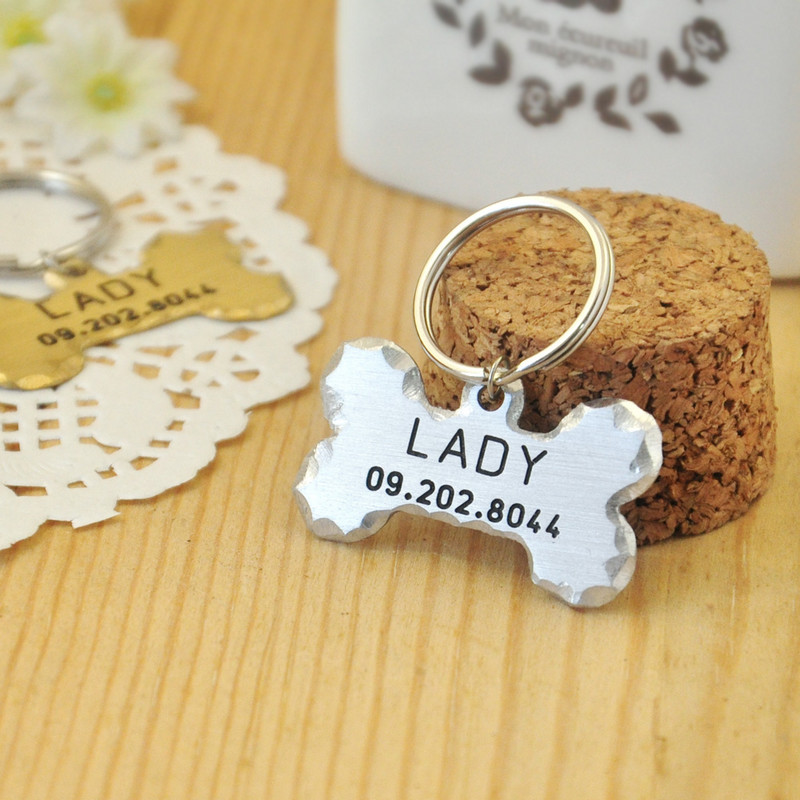 Guler personalizat etichetă de identificare pentru animale de companie gravată cu nume de identificare pentru animale de companie pentru pisică, cățel, etichetă de câine, pandantiv breloc, etichetă osoasă, accesorii pentru animale de companie, Dropshipping