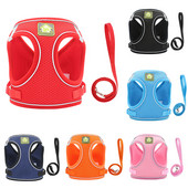 Найлонова мрежа Puppy Dog Harnesss Vest Светлоотразителен кучешки колан и комплект каишка за котка куче мопс малък среден ходене повод каишка