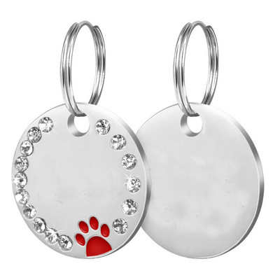 Guler anti-pierdut pentru etichetă pentru câini, cu diamant, fără etichetă de identificare personalizată gravată pentru cățeluș, pisică, placă de identificare din oțel inoxidabil pentru câini