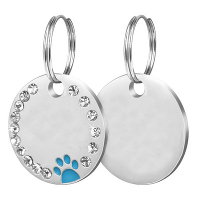 Guler anti-pierdut pentru etichetă pentru câini, cu diamant, fără etichetă de identificare personalizată gravată pentru cățeluș, pisică, placă de identificare din oțel inoxidabil pentru câini