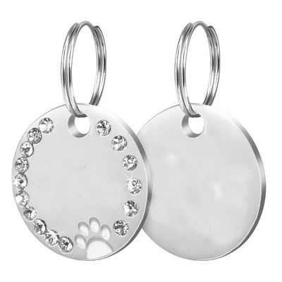 Guler anti-pierdut pentru etichetă pentru câini, cu diamant, fără etichetă de identificare personalizată gravată pentru cățeluș, pisică, placă de identificare din oțel inoxidabil pentru câini